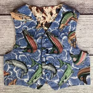 Vintage 1990s Fish All Over Print Handmade Vest